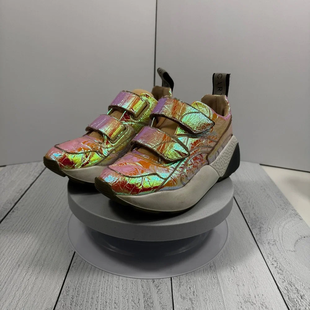 Stella McCartney Eclypse Holographic Platform‎ Sneakers Multi Velcro Womens 6